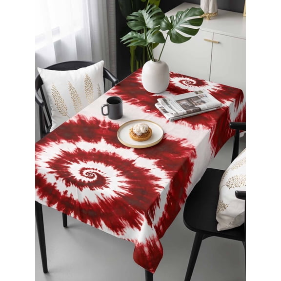 Red Ombre Tablecloth Rectangle Table Cloths 54x108, Waterproof Tablecloth Outdoor Table Cloth, Farmhouse Chic Tie Dye Abstract Retro Art Washable Table Cover for Kitchen Dinning Party