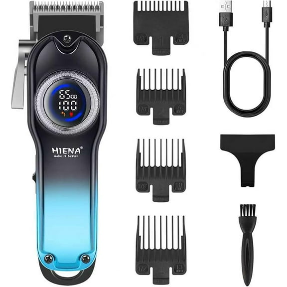 Professional Hair Clippers for Men, Cordless Barber Clippers, Electric Clippers for Hair Cutting, USB Rechargeable 240 Minutes of Use Time with LED Display and 4 Guide Combs (Gold)