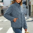 thumbnail image 6 of Lovskoo 2024 Womens Full Zip Up Fuzzy Fleece Jacket Winter Stand Collar Casual Solid Long Sleeve Zipper Fleece Warm Outerwear Coat Blue, 6 of 8