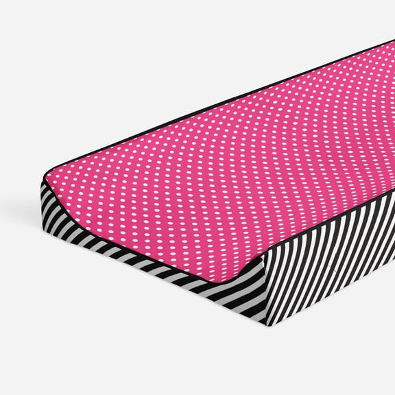 Bacati - Love Aztec Black/Fuchsia Girls Quilted Changing Pad Cover