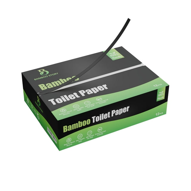 Papel higiénico Bamboo Story de 3 capas, 12 rollos, 100% sin blanquear