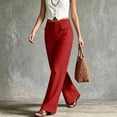 thumbnail image 4 of Hvogkswy Wide Leg Pants for Women, Button High Waist Casual Long Pants with Pockets Flowy Bohemian Vacation Cargo Pants, 4 of 8