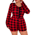 thumbnail image 3 of ebukurty Plus Size Pajamas Long Sleeve Bodysuit Rompers Red Plaid Jumpsuit, Sizes 1XL-4XL, 3 of 8