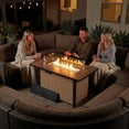 thumbnail image 3 of Nuu Garden 43 Inch Fire Pit with Wind Guard, 50,000 BTU Outdoor Propane Fire Pit Table, Outdoor Metal Propane Fire Pit with Lid and Glass Beads , Light Brown, 3 of 10