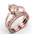 thumbnail image 3 of Dazzling Art nouvea 2.50 Carat Oval Cut Morganite And Diamond Moissanite Engagement Ring, Wedding Ring in 10k Solid Rose Gold, Compass Ring, Promise Ring, Anniversary Ring, Trio Set, Matching Band, 3 of 4
