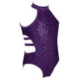 thumbnail image 3 of HULIJA Girls Sequins Sleeveless Halter Dance Ballet Leotard Gymnastics Costume Purple 8, 3 of 7
