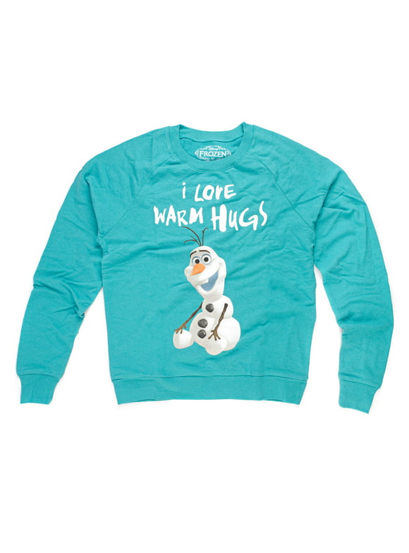 Disney Frozen Sitting Olaf I love Warm Hugs Juniors Pullover Sweatshirt | S