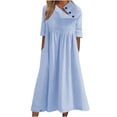 thumbnail image 1 of QUYUON Robe Midi à Poches pour Femmes Été Décontractée Boutons Manches Courtes Col Rond Robe Fluide Plissée Ligne A Maxi Robe de Plage Style A-135 Invité de Mariage Mi-Longue, 1 of 6