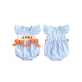 thumbnail image 2 of BemeyourBBs Baby Girl Halloween Romper Pumpkin Embroidered Plaid Bows Jumpsuit, 2 of 9