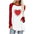 thumbnail image 2 of YWDJ Valentines Day Tops for Women Dressy Long Sleeve Plaid Tops Valentines Day Shirts for Women Graphic Tees Trendy Hearts Print Blouses Crew Neck Pullover Tops Raglan Sleeve Tees Tops Red 2XL, 2 of 4