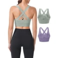 thumbnail image 3 of Hanerdun 2 Pack Sport Bras for Women Crossback Padded Seamless Athletic Yoga Activewear Purple/Green S, 3 of 10