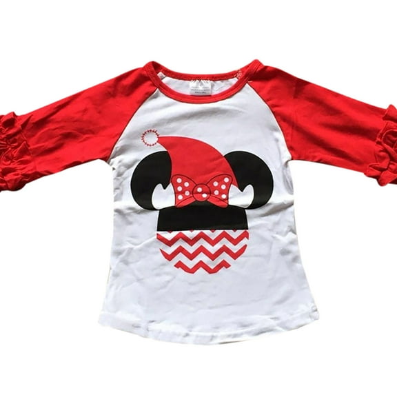 Little Girl Kids Christmas Hat Birthday Holiday Shirt Top Tee T-Shirt White Red 4 M (318511)