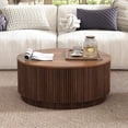 thumbnail image 4 of PHOYAL 31.5" Fluted Round Coffee Table with Flip Top and Hidden Compartments Storage for Living Room, Walnut, 4 of 9