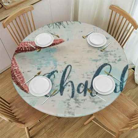 

Patifu Starfish Seaweed Round Tablecloth Stain-Resistant Washable for Indoor/Outdoor Use 100% Polyester Fiber Ideal for Home Kitchen Parties Holiday Dinner Full Width Single-Sided Printing 54 -58