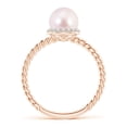 thumbnail image 2 of ANGARA Japanese Akoya Cultured Pearl Twisted Rope Shank Ring in 14K Rose Gold for Women | June Birthstone, Birthday, Anniversary, Jewelry Gift for Women | Pearl Ring, 2 of 8