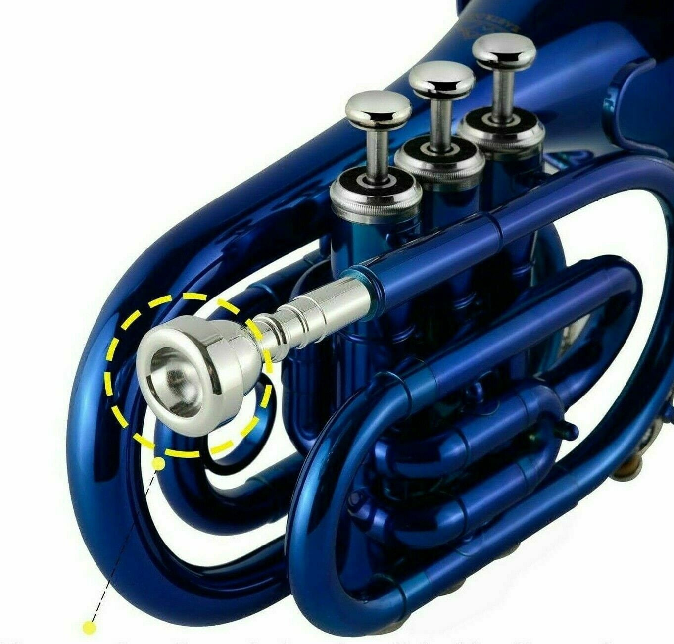 SMART DEAL Pocket Trumpet Royal Blue Look with Hard Case & mouth piece