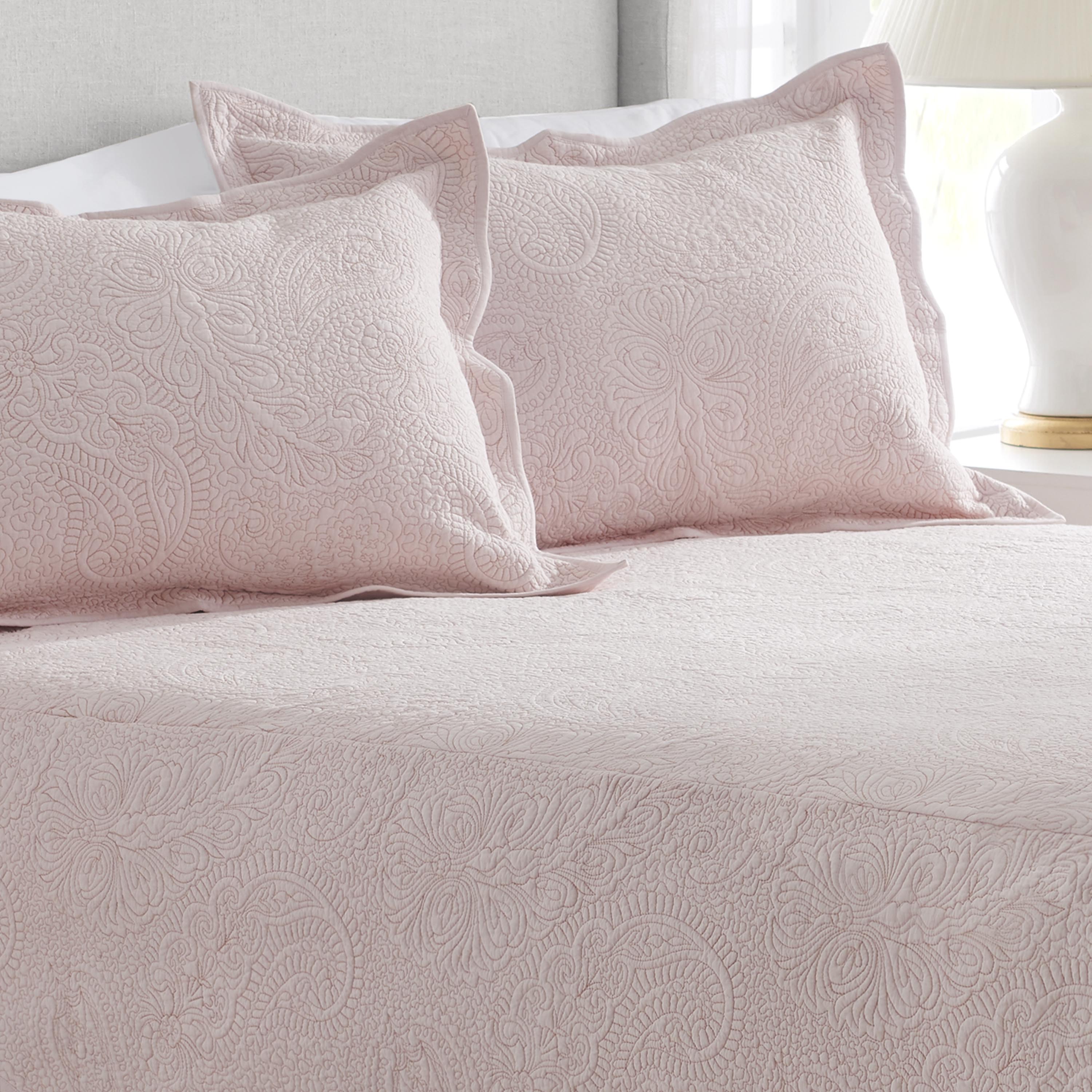 Bridge Steppdecke King Size In Blush – Baumwolle, Bestickt Mit Paisley-Muster, Mit Passgenauer Form & Gesäumten Ecken