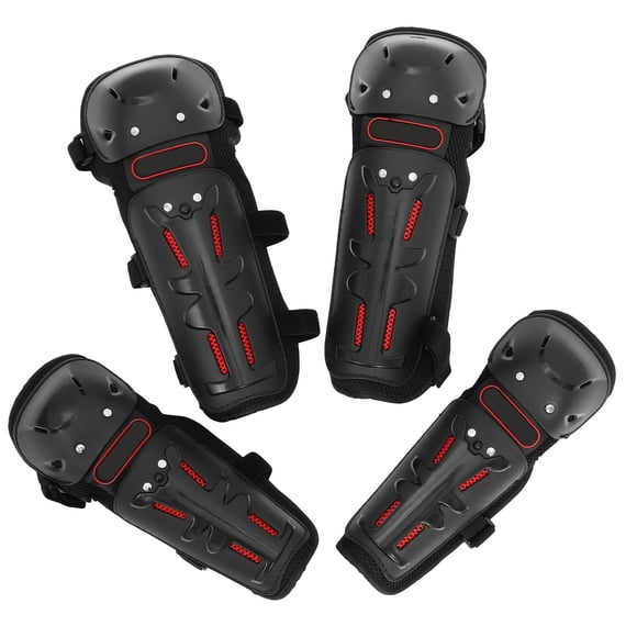 OULII 1Set Black Riding Gear with Motorcycle Elbow Pads and Shin Guards for Adults