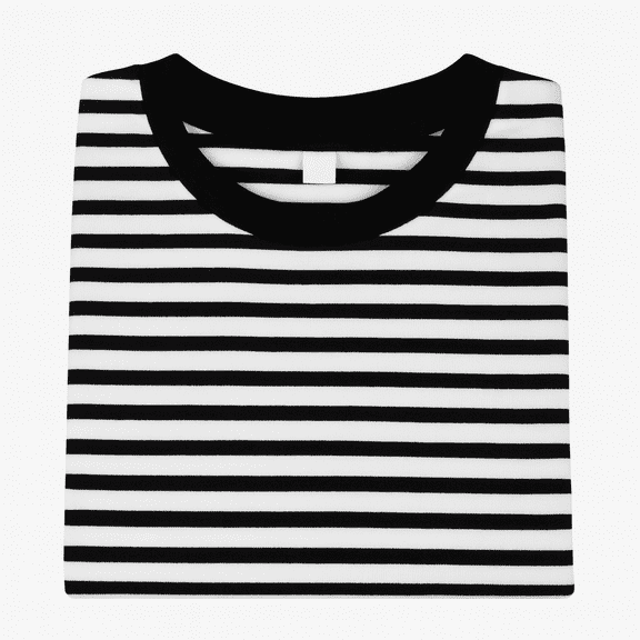 Children's Cotton T-Shirt, Striped T-Shirt, Black and White - 4T