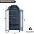 thumbnail image 2 of M optimized Arched Bookcase, Kitchen Pantry Cabinet, 5 Tier Display Shelf with Adjustable Shelf and 2 Large Glass Doors, Versatile Storage Cupboard for Dining Room, Living Room, 2 of 7