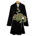 thumbnail image 4 of Venus Fly Trap Tshirt Carnivorous Plant Night Robe Long Sleeve V Neck Robe With Belt Women's Sleepwear Dresses, 4 of 9