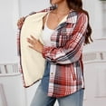 thumbnail image 5 of SuTry Womens Tops Classic Lapel Plaid Shirt Long Sleeve Button Two Pockets Plush Lined Warm Fleece Top Fall Winter Fashion Coat(Multicolor#2,M), 5 of 6
