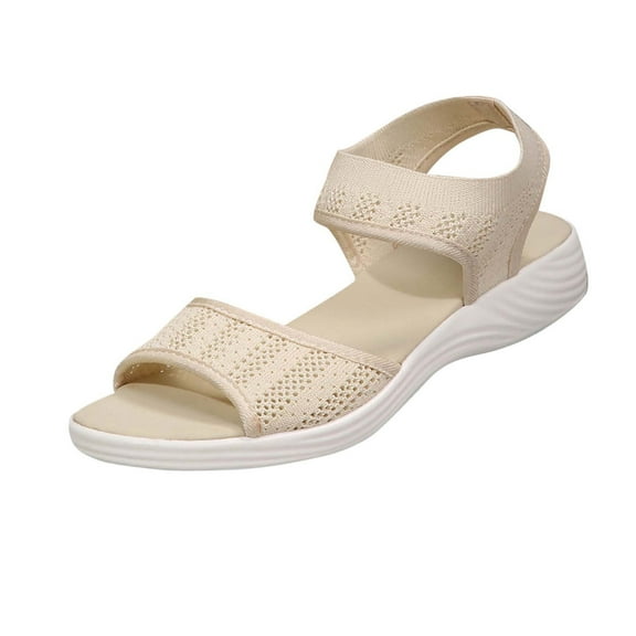 LOVZFMLL Women's Sandals 2025 Comfort Walking Hiking Wedges Sandals with Arch Support Open Toe Ankle Strap Casual Summer Sandals Beige 6