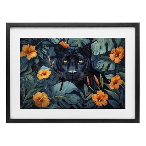 Stupell Industries Hiding Panther's Paradise Black Framed Print Under Glass, design by Ray Powers