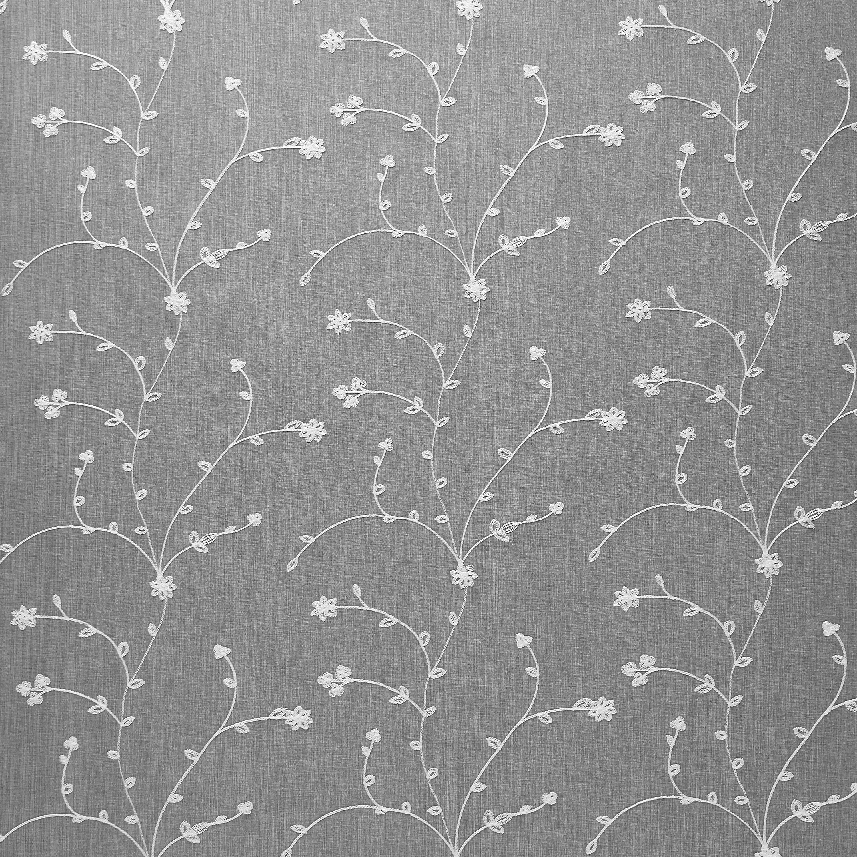 Mainstays Heathered Embroidered Sheer Curtain Panel Pair, Set of 2, Gray, 37"W x 84"L