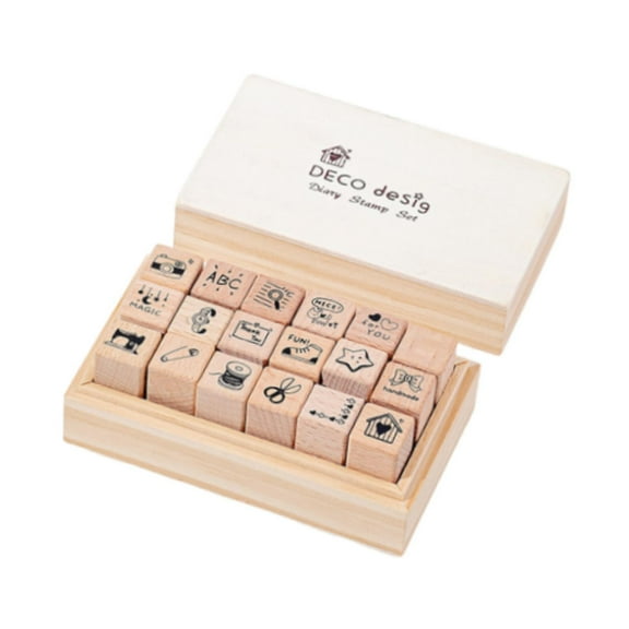 yotijay 18 Pieces Mini Stamps Wooden Rubber Stamps for Painting Journals Card Making