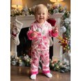 thumbnail image 6 of RUINIXCW Toddler Baby Girl Christmas Silk Satin Pajama Set Little Girls Xmas PJS Fall Winter Sleepwear Santa Button Down Long Sleeve Shirt Pants Set, 6 of 10