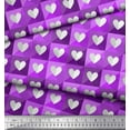 thumbnail image 2 of Soimoi Purple Cotton Voile Fabric Square & White Heart Printed Craft Fabric by the Yard 42 Inch Wide, 2 of 3