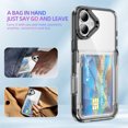 thumbnail image 6 of Wallet Case for iPhone 16 with 2 Credit Card Holder Slot, Luxury Ultra Slim Shockproof Hybrid Heavy Duty Protection Clear Thin Phone Cover Compatible with iPhone 16 - Black, 6 of 8