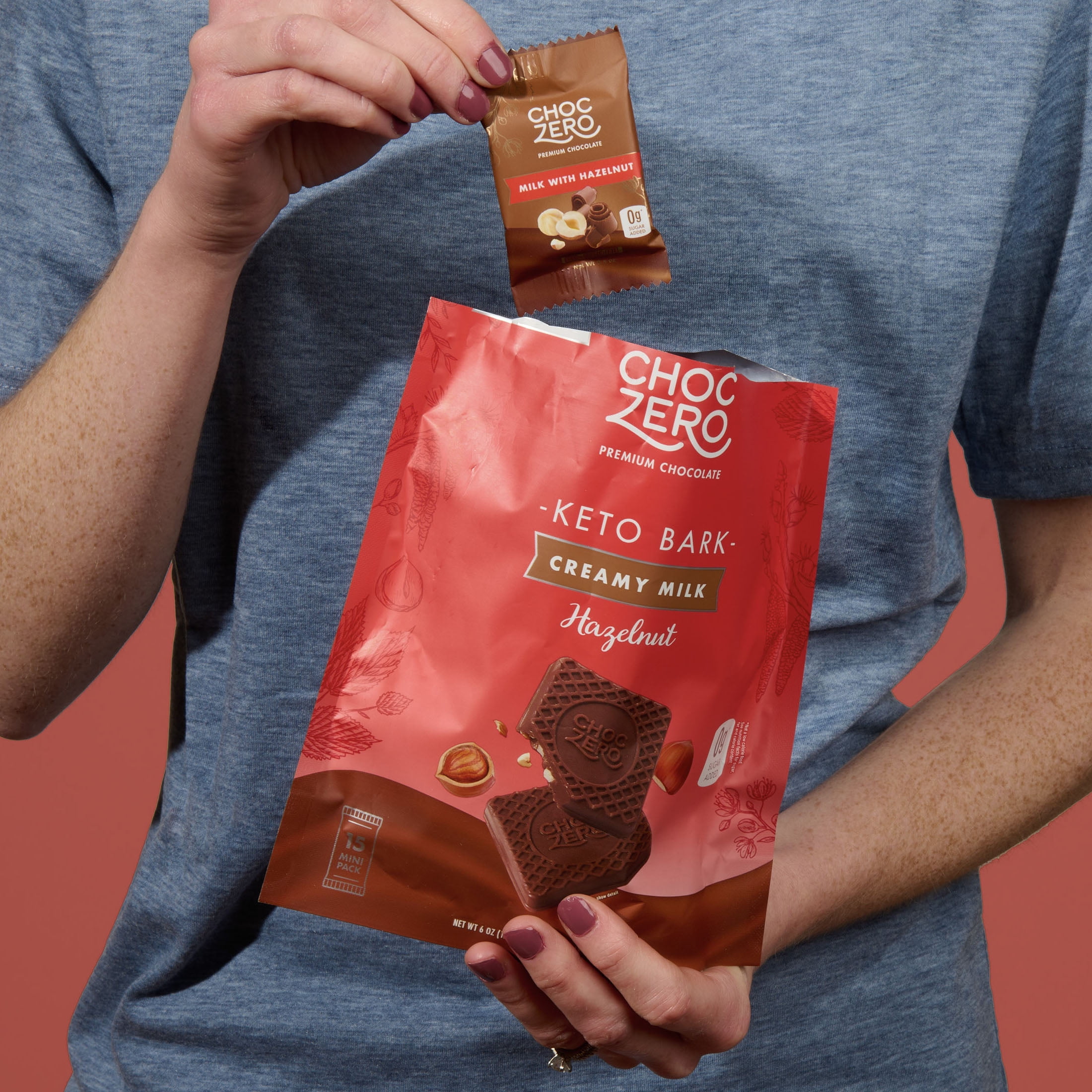 (2 pack) ChocZero No Sugar Added Milk Chocolate Hazelnut Keto Bark, 6 oz, 15 Pieces