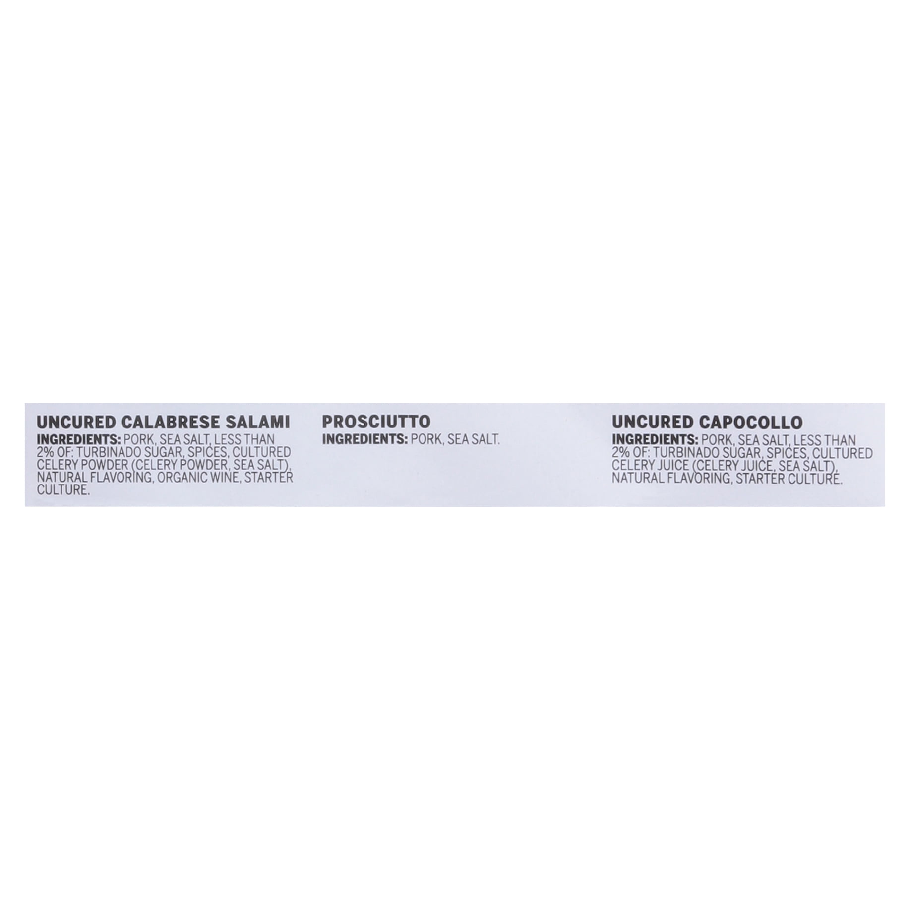 Del Duca Gourmet Deli Selection Calabrese Salami, Prosciutto, Capocollo, Sliced, 6 oz. Resealable package
