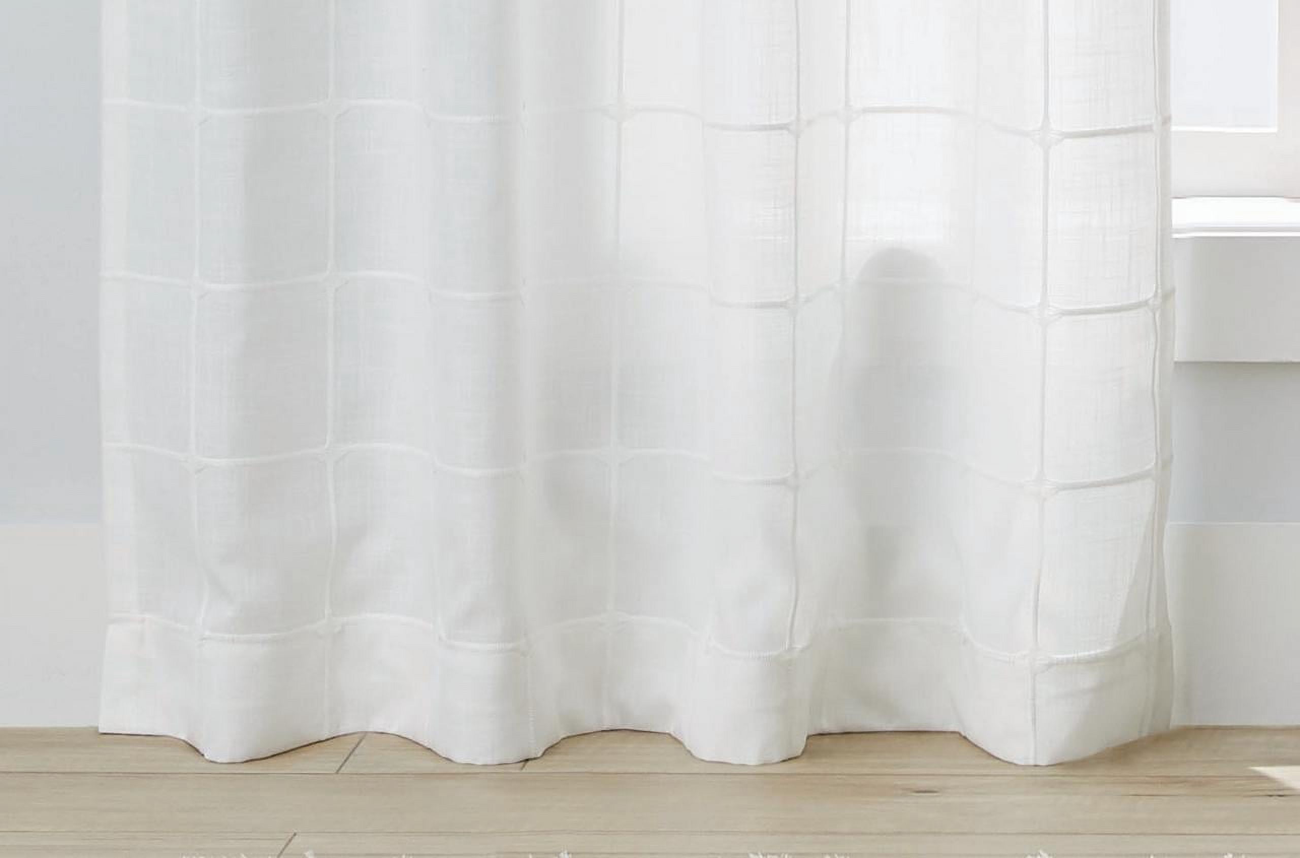 Better Homes & Gardens Windowpane Light Filtering Curtain Panel, 1 Panel, White, 50" W x 84" L