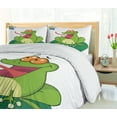 thumbnail image 5 of Ambesonne Frogs Duvet Cover Sets, Funny Animal Catches a Bug, 2-King, Lime Green Multicolor, 5 of 7