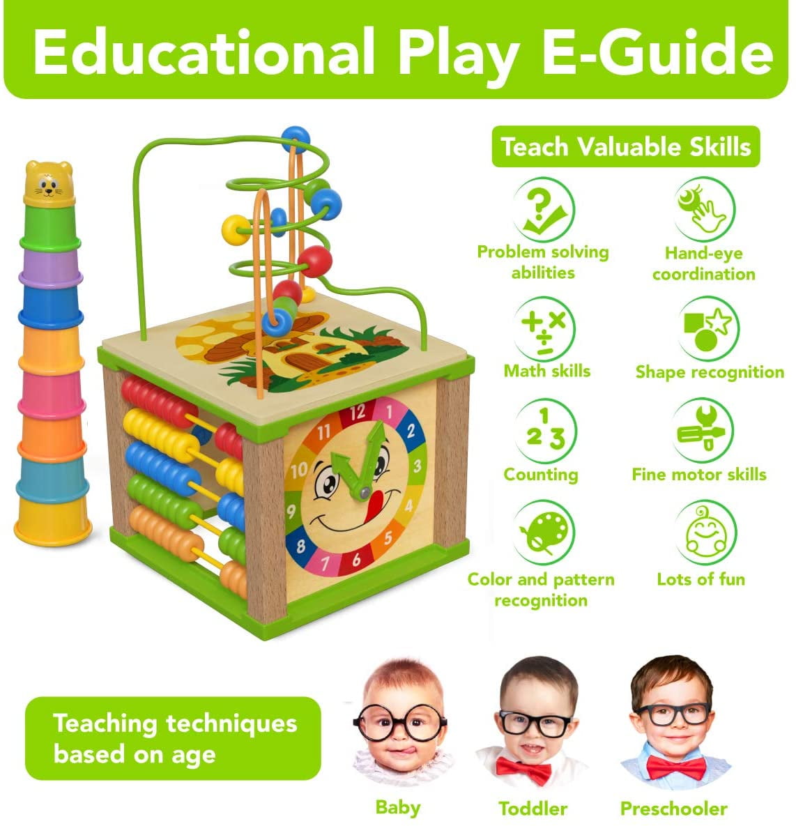 toyventive wooden kids baby activity cube boys gift set