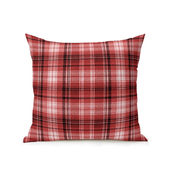 Outdoor Pillows Waterproof, Red Black Buffalo Plaid Bedding Throw Pillows with Insert for Couch Sofa Bed, White Farmhouse Modern Striped 16x16 Inch Pillowcases Decorative Patio Pillow Set of 1