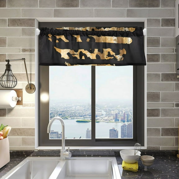 Leopard Heart Valance Curtains 54"x18" Rod Pocket for Kitchen Living Room Windows Farmhouse Decor