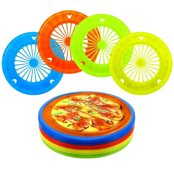 8 Pcs Plastic Paper Plate Holders 10 Inch Reusable Paper Plate Holders Round Plate Holder Bright Colors Paper Plate Dispenser with Snap in Grooves(Blue,Red,Green,Yellow)