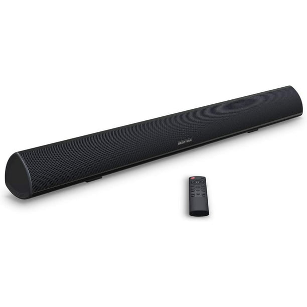 Soundbar, BESTISAN TV Sound Bar with Dual Bass Ports Wired and Wireless