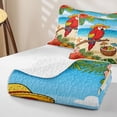 thumbnail image 4 of Castle Fairy Cute Tropical Parrot Quilt King,Coconut Drink Hibiscus Beach Layout King Coverlet Set,Red Sky, 4 of 7