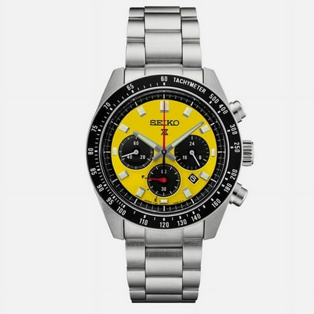Seiko Prospex SSC929 Speedtimer Solar Steel Bracelet Yellow Dial Watch