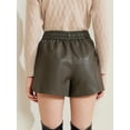 thumbnail image 4 of DARING DIVA Women's Faux Leather Elastic High Waist PU Shorts M Coffee, 4 of 6