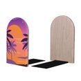 thumbnail image 4 of Wooden Non-Slip Bookstand Office Desk For Students Use L-Shaped Bookstand Fixed Desk Book Files, Cd Storage Device Cartoon Flat Panoramic Landscape Sunset, 4 of 8
