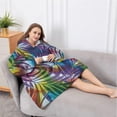 thumbnail image 5 of Oversized Wearable Blanket Hoodie,Colorful Tropical Leaf Pattern Sherpa Blanket Hoodie with Super Pockets,Super Warm Fuzzy Pullover for Women & Men, 5 of 6