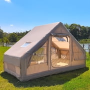 4-6 People for Camping Inflatable Tent, Glamping Tent with Stove Jack , 4 Seasons available Waterproof Blow Up Tent