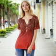thumbnail image 6 of HAPIMO Women' Plus Size V-Neck Tees Flower Print Tops Elegant Blouses Flowy Summer Tops for Women Fashion Clothes Casual Loose Dressy Tunic Red XXL, 6 of 9