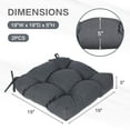 thumbnail image 4 of Aoodor 19x19x5 Inch Tufted Outdoor Chair Cushions, Water and Fade Resistant Polyester Dining Chair Pads with Ties for Patio Furniture, Set of 2, Dark Gray, 4 of 9